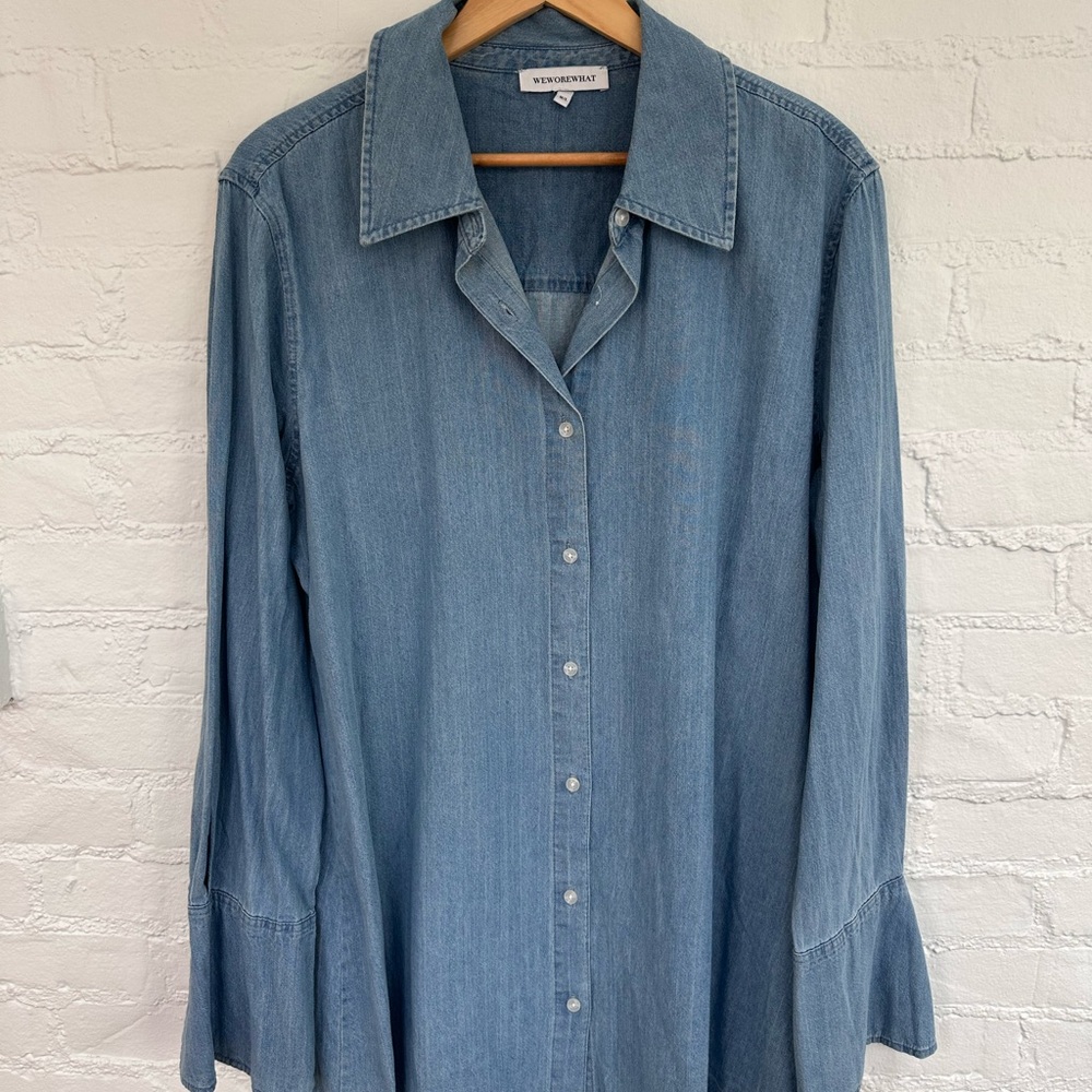 WeWoreWhat Denim Button-Up Shirt Dress